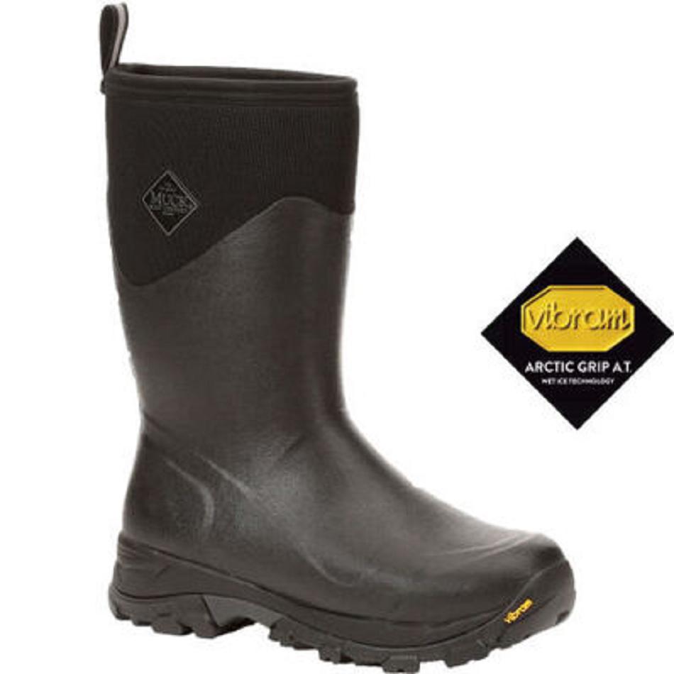 Black Muck Boot Arctic Ice Mid + Vibram Arctic Grip A.T. Men\'s Shop All | UK_R8216