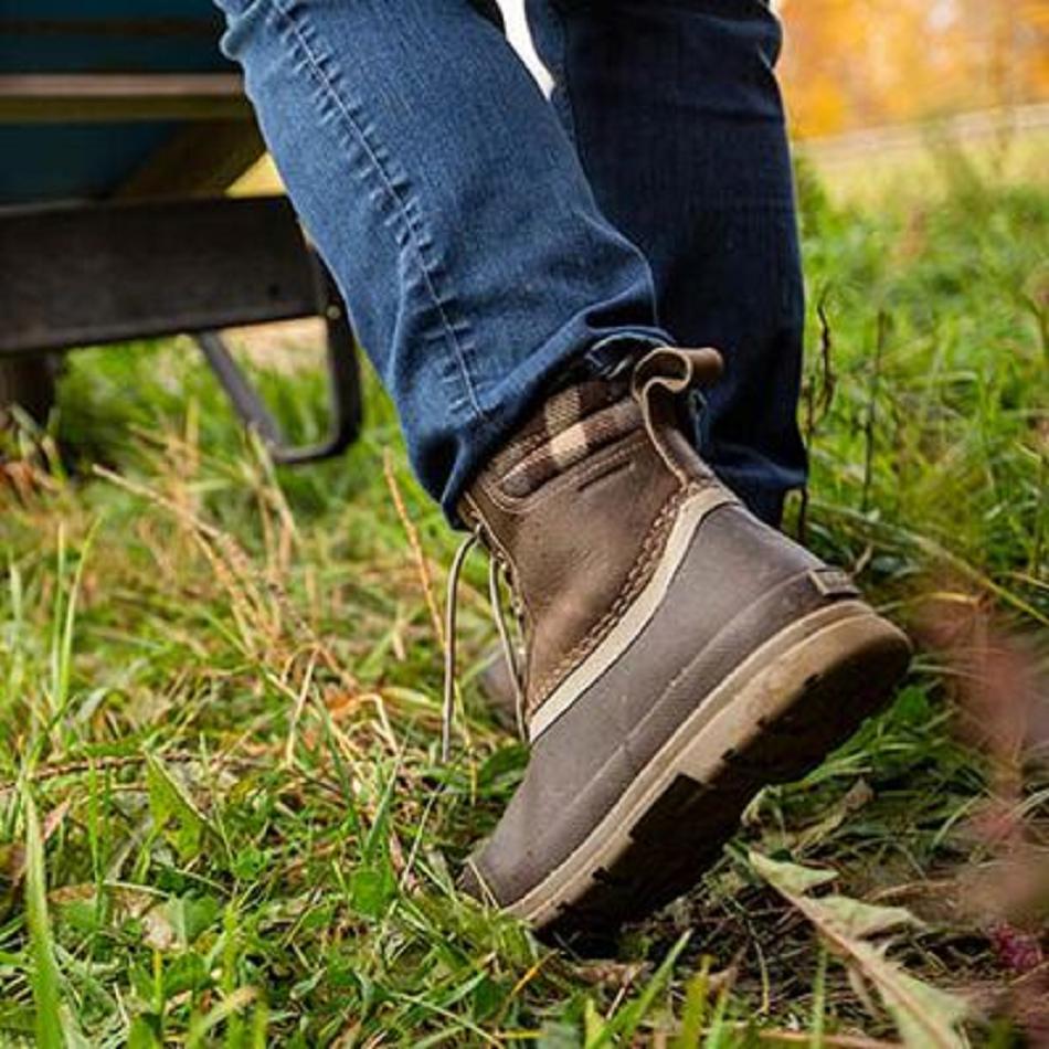 Brown Muck Boot Originals Leather Duck Lace Boot Women's Ankle Boots | UK_S5588