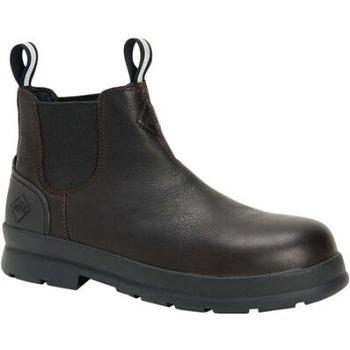 Black Muck Boot Chore Farm Leather Comp Toe Chelsea Men's Ankle Boots | UK_K5005